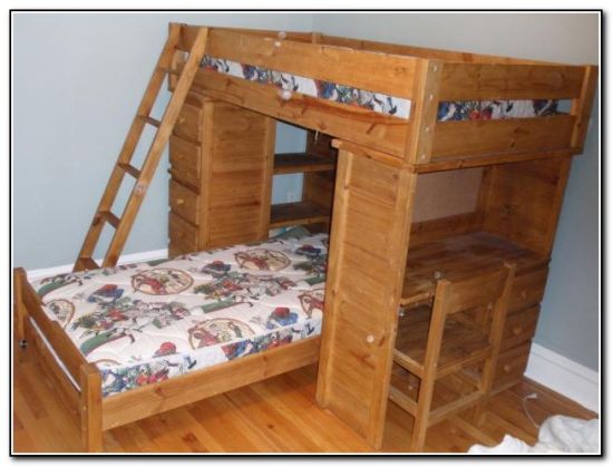 Wood Bunk Bed With Desk, Wood Bunk Bed With Desk