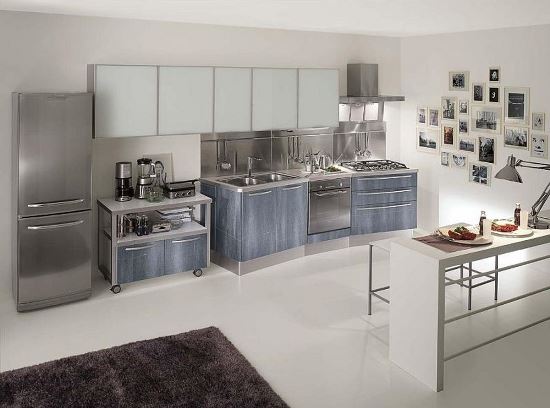 Contemporary Kitchen Design with Stainless Steel Cabinets Stainless steel kitchen ideas