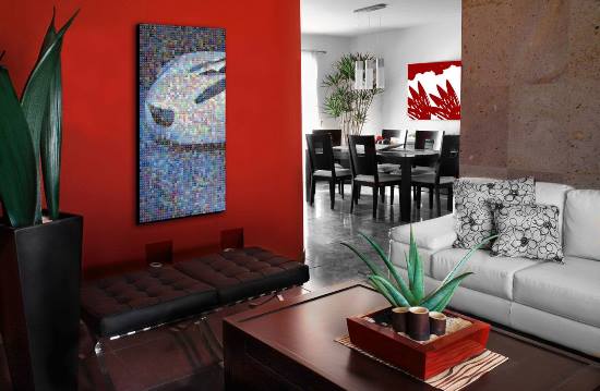 Red living room designs
