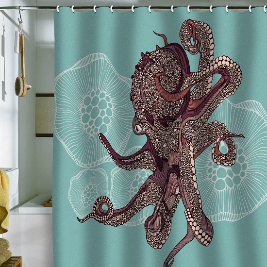 Artistic Octopus Bathroom Curtain
