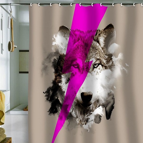 Artistic Wolf Painted Bathroom Shower Curtain