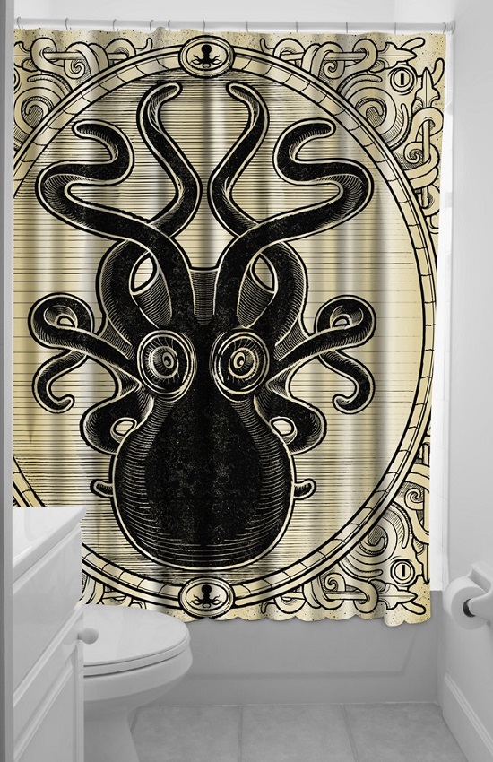 Gothic Funky Octopus Bathroom Shower Curtain