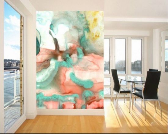 Chic living room accent watercolor wall Painting Accent Walls