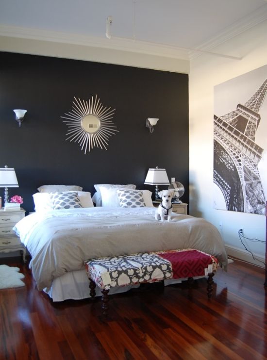 concrete accent wall in bedroom