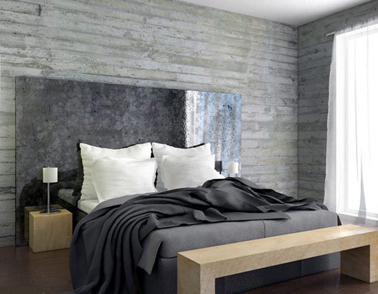 Smart stamped concrete wall idea in bedroom Concrete Walls