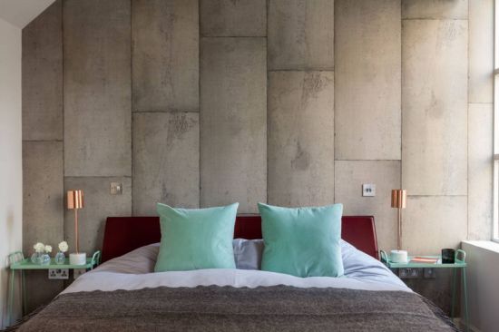 Stunning accent concrete walls in bedroom Concrete Walls For Homes