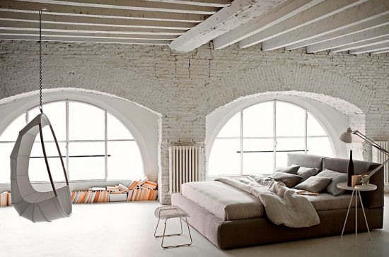 Unique bedroom decor with white brick concrete walls Concrete Walls