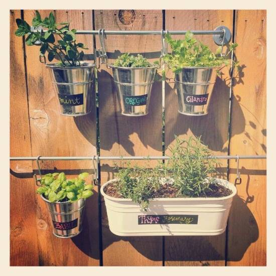 Vertical Herb Garden Using Buckets