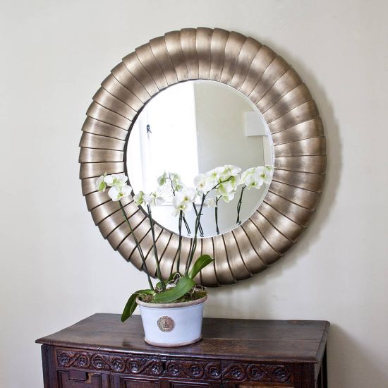 Antique Antique bronze mirror in roundel shape